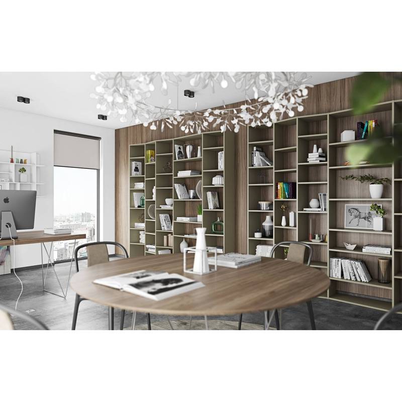 home24 Regal III MDF Mitteldichte Holzfaserplatte , lackiert Grau/Sandgrau 216 x 224 x 34cm von home24