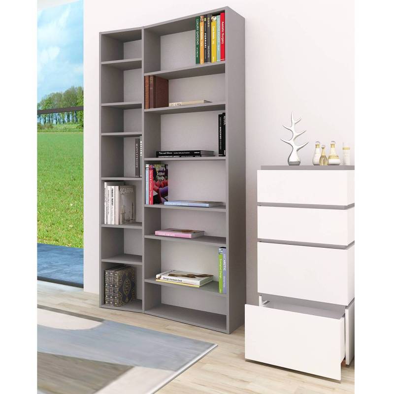 home24 Regal Maze V Spanplatte, lackiert Grau/Sandgrau 108 x 224 x 34cm von home24