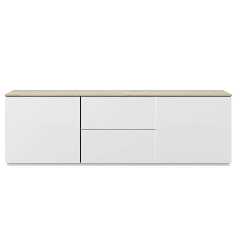 home24 Sideboard Join IX 180 x 57 x 50cm Weiß/Weiß/Eiche von home24