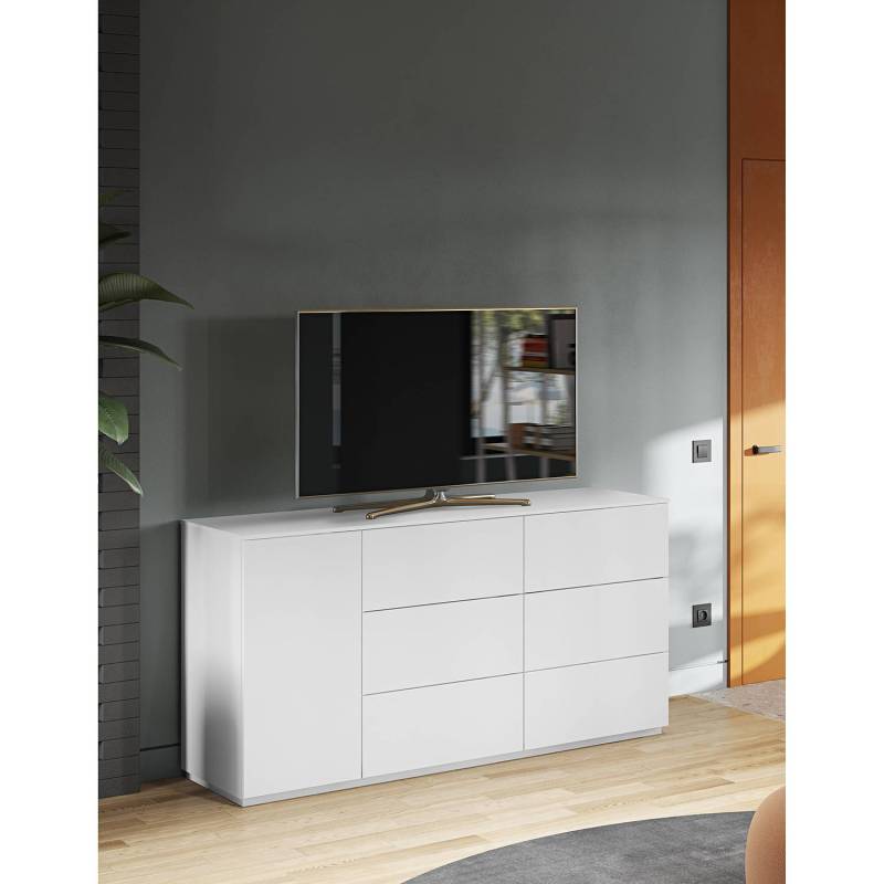 home24 Sideboard Join V 160 x 84 x 50cm Weiß/Weiß von home24