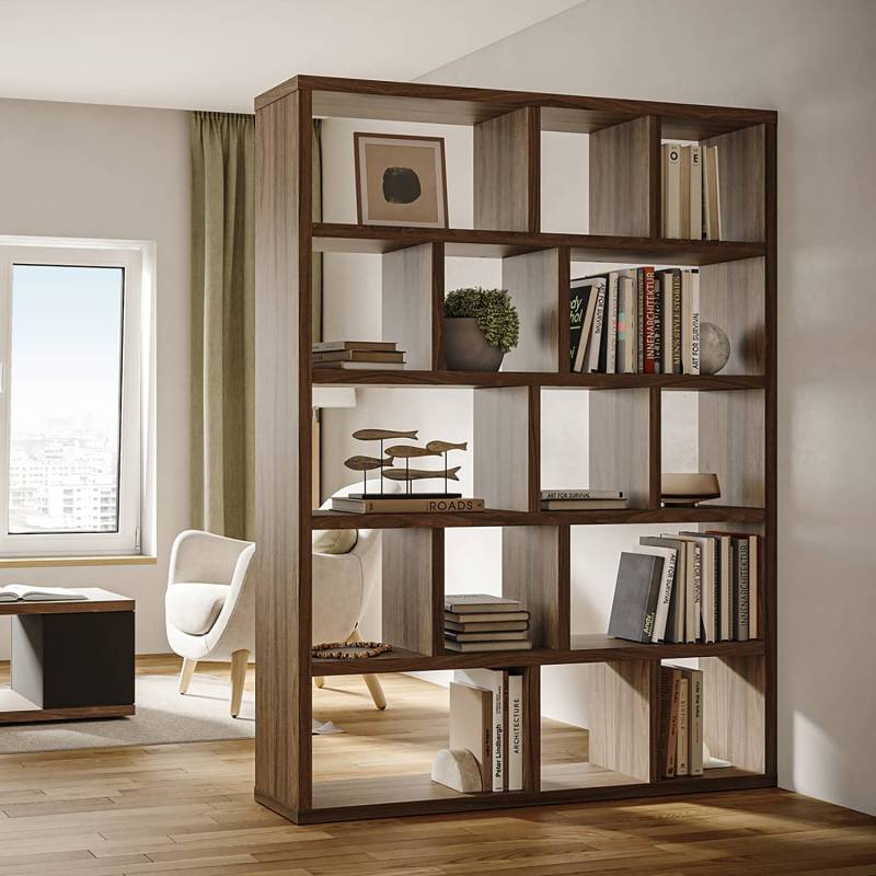 home24 Regal MDF Mitteldichte Holzfaserplatte , furniert Braun/Walnuss 150 x 198cm von home24
