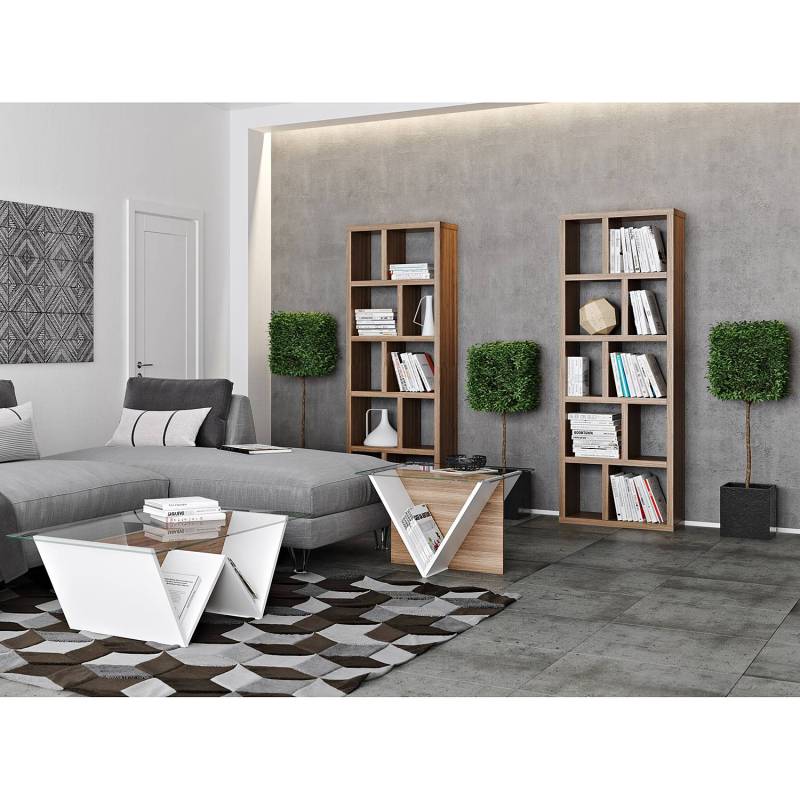home24 Regal Wabenplatte, furniert Braun/Walnuss 70 x 198cm von home24