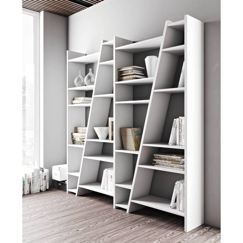 home24 Regal Malcom IV Wabenplatte, lackiert Weiß/Weiß 190 x 195 x 30cm von home24