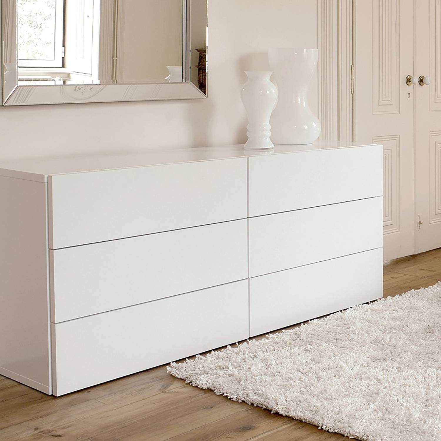 temahome Sideboard Aurora III Matt Weiß Wabenplatte 180x68x53 cm (BxHxT) Modern von temahome