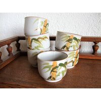 Vintage 6 Keramik Teebecher Bambus von tempelschatz