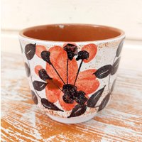 Vintage Keramik Übertopf "Blumen" Handgemalt von tempelschatz