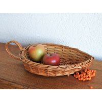 Vintage Obstkorb Brotkorb Blatt 50Er Weide von tempelschatz