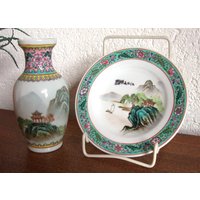Vintage Set Vase Und Tellerchen China von tempelschatz