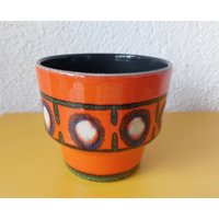 Vintage Übertopf Fatlava Kreise Orange von tempelschatz