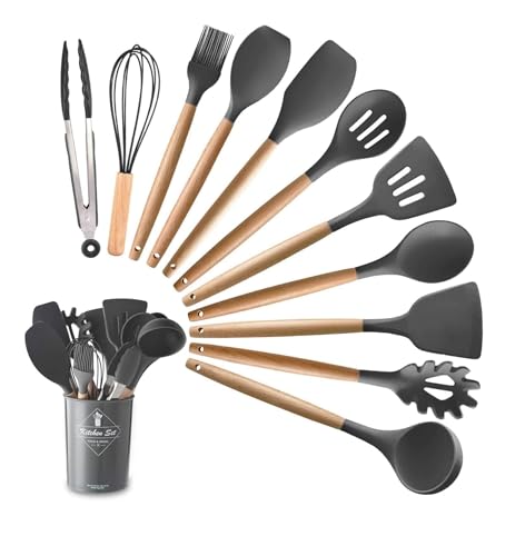 TEMPO DI SALDI Set von 11 Küchenutensilien aus hitzebeständigem Silikon mit Holzgriff TEMPO DI SALDI Set von 11 Küchenutensilien aus hitzebeständigem Silikon mit Holzgriff von tempo di saldi