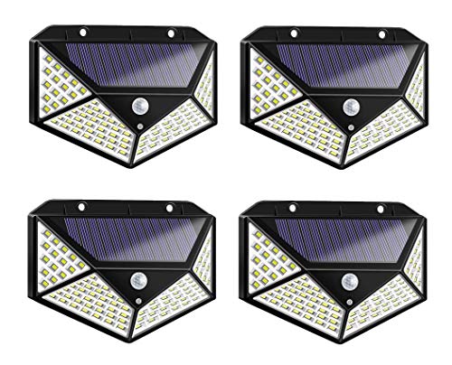tempo di saldi Vier solarbetriebene Außenstrahler mit 100 LEDs und Dämmerungssensor von tempo di saldi
