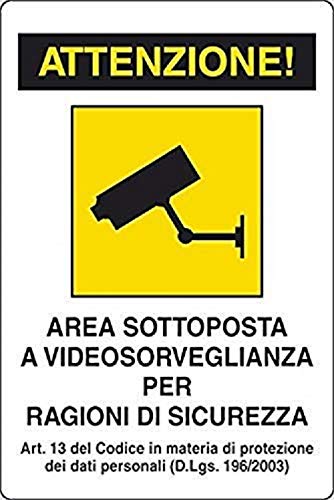 Warnschild Videoüberwachung auf Italienisch „Videosorveglianza“ von tempo di saldi