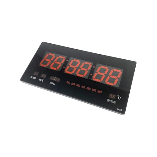 tempo di saldi Digitale Wanduhr mit LED-Display, mit Thermostatfunktion und Datumsanzeige von tempo di saldi