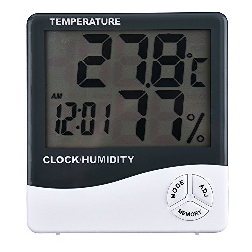 tempo di saldi Thermometer Hygrometer Digitaluhr Datum mit LCD-Anzeige 12/24 Stunden Alarm von tempo di saldi