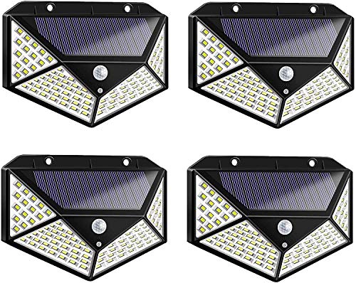tempo di saldi Vier solarbetriebene Außenstrahler mit 100 LEDs und Dämmerungssensor von tempo di saldi