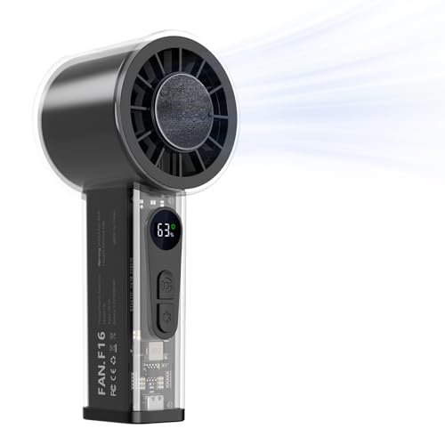 Tempsnug Tragbarer Handheld-Turbo-Ventilator mit Eiskühlung, 5000mAh-Akku, Digitalanzeige - Perfekt für Reisen, Outdoor-Einsatz, tolles Geschenk für Männer und Frauen von tempsnug