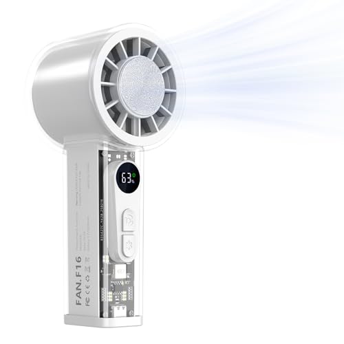 tempsnug Tragbarer Handheld-Turbo-Ventilator mit Eiskühlung, 5000mAh-Akku, Digitalanzeige - Perfekt für Reisen, Outdoor-Einsatz, tolles Geschenk für Männer und Frauen von tempsnug