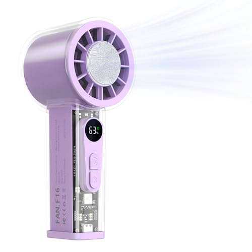tempsnug Tragbarer Handheld-Turbo-Ventilator mit Eiskühlung, 5000mAh-Akku, Digitalanzeige - Perfekt für Reisen, Outdoor-Einsatz, tolles Geschenk für Männer und Frauen von tempsnug