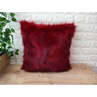 Waschbär Kissen 18x18, Roter Kunstfell Kissenbezug, Kissenbezug von teotushop