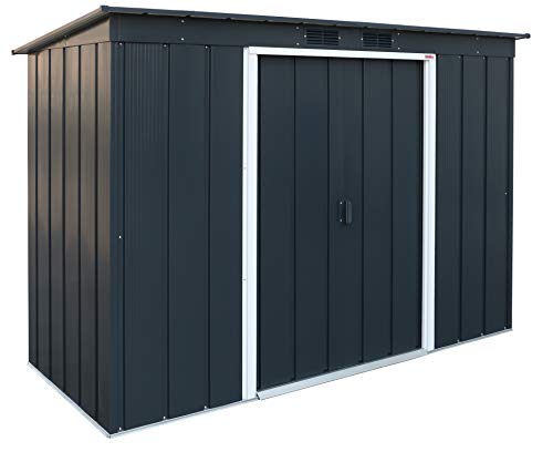 Duramax ECO 8 x 4 (2.85 m²) Metallgerätehaus mit Steildach, Gartenhaus aus feuerverzinktem Metall - Geräteschuppen, robuste und verstärkte Dachkonstruktion, wetterfester Metallschuppen, Anthrazit von Duramax