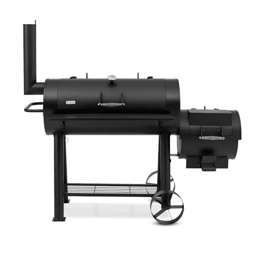 tepro Smoker Milwaukee (Holzkohle-Grillwagen mit Rollen) zum Räuchern, BBQ, Grillen, Neben- und Hauptkammer mit Belüftungsregler und Kamin, Thermometer, Maße ca. 171 x 78,5 x 151 cm von tepro
