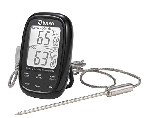 tepro Dual-Sensor-Grillthermometer mit Alarm- und Timerfunktion inkl. Messfühler, 2 Sensoren, großem LCD-Display mit zuschaltbarer Beleuchtung, Messbereich 0 bis 300°C, Maße ca. 7,1 x 2,8 x 10,9 cm tepro Dual-Sensor-Grillthermometer mit Alarm- und Timerfunktion inkl. Messfühler, 2 Sensoren, großem LCD-Display mit zuschaltbarer Beleuchtung, Messbereich 0 bis 300°C, Maße ca. 7,1 x 2,8 x 10,9 cm von tepro