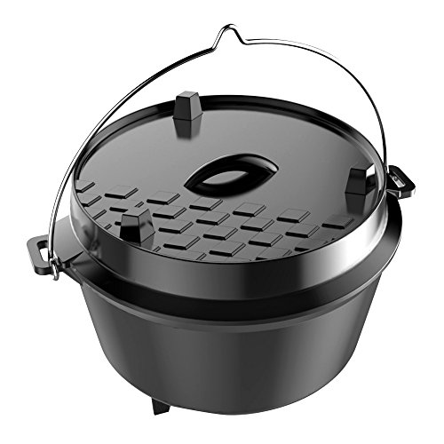 tepro Dutch Oven Größe L aus matt emailliertem Gusseisen mit extra hohem Rand, integriertem Henkel und verschließbarer Öffnung, ca. 12 Liter Füllmenge von tepro