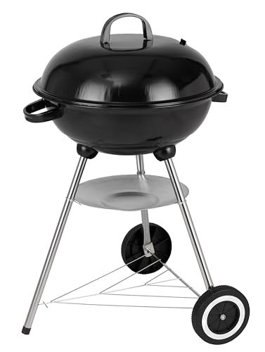 tepro Kugelgrill Key West – Holzkohlegrill Ø 41,5 cm mit Deckel, verchromtem Grillrost & Ascheauffangschale – kompakter Rundgrill mit Ablagegitter, Rädern & 58,5 cm Arbeitshöhe für Garten & Balkon von tepro