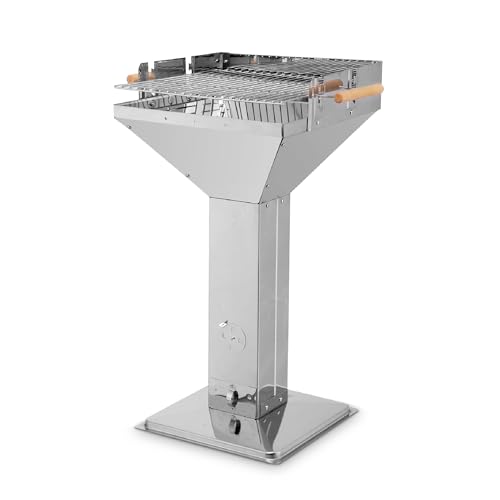 tepro Holzkohle-Trichtergrill Vista (Säulengrill), Edelstahl, Belüftungssystem, komfortable Arbeitshöhe (ca. 86-90 cm), Maße ca. 63 x 48 x 91 cm von tepro