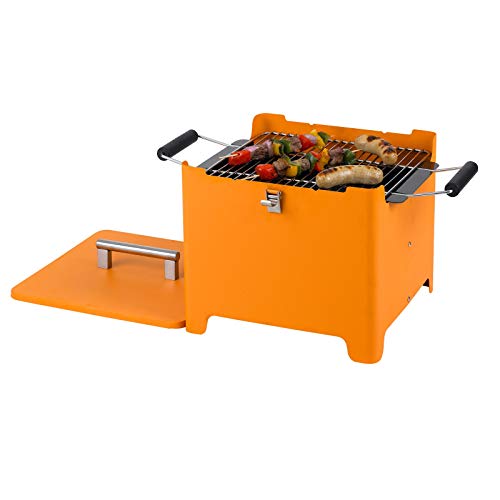 tepro Holzkohlegrill Chill&Grill Cube orange, Grillfläche: ca. 31,5 x 31,5 cm von tepro