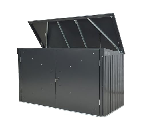 tepro Universalbox Store Max aus Metall, abschließbar, wetterfest & wartungsfrei, galvanisiertes Stahlblech & Zinkstahlrahmen, aufklappbares Dach & Doppelflügeltür, ca. 232,5 x 104,5 x 132 cm von tepro