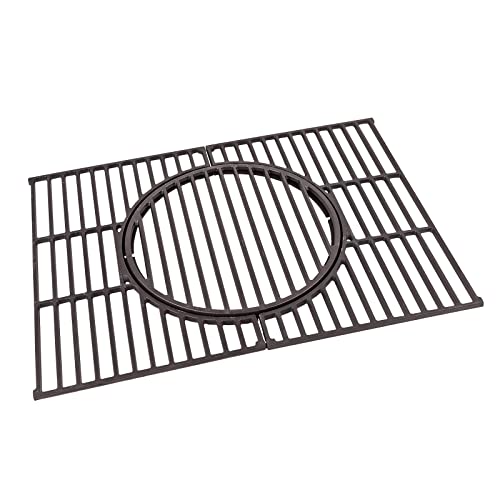 tepro Universal Guss-Grillrost-Set mit Rost-in-Rost-System aus emailliertem Gusseisen mit herausnehmbarer Rostmitte für unterschiedliche Einleger, Farbe schwarz, Maße ca. 41,5 x 55 x 1 cm von tepro