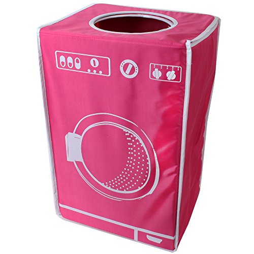 teprovo Wäschekorb faltbar bunter Wäschesammler mit Deckel Wäschesortierer Laundry Baskets Wäschebox Wäschetonne in Waschmaschinen Design 50L Rosa von teprovo