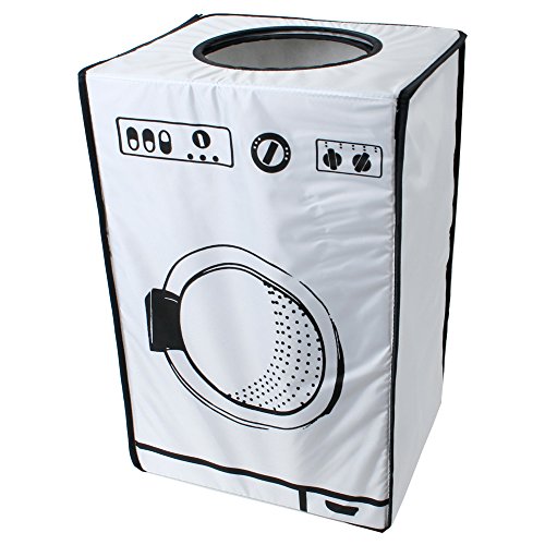 teprovo Wäschekorb faltbar bunter Wäschesammler mit Deckel Wäschesortierer Laundry Baskets Wäschebox Wäschetonne in Waschmaschinen Design 50L Weiß von teprovo