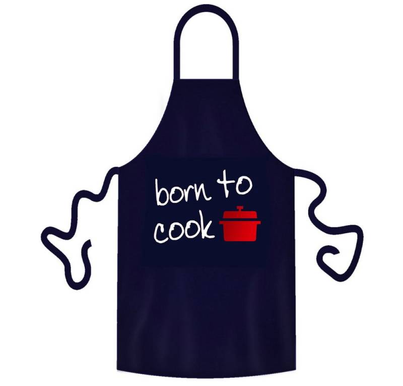 teprovo Grillschürze Herren Kochschürze Schürze 116cm Dunkelblau born to cook, (1-tlg., mit Taschen), mit Spruch von teprovo