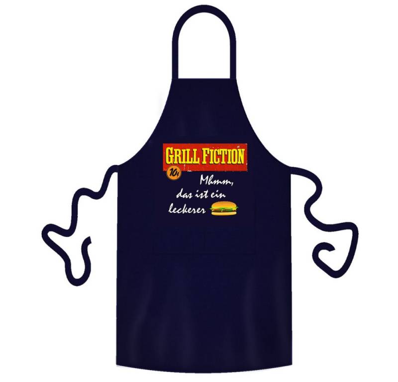 teprovo Grillschürze Kochschürze Schürze 116cm Dunkelblau Grill Fiction, (1-tlg., integrierte Taschen), mit Motiv und Spruch von teprovo