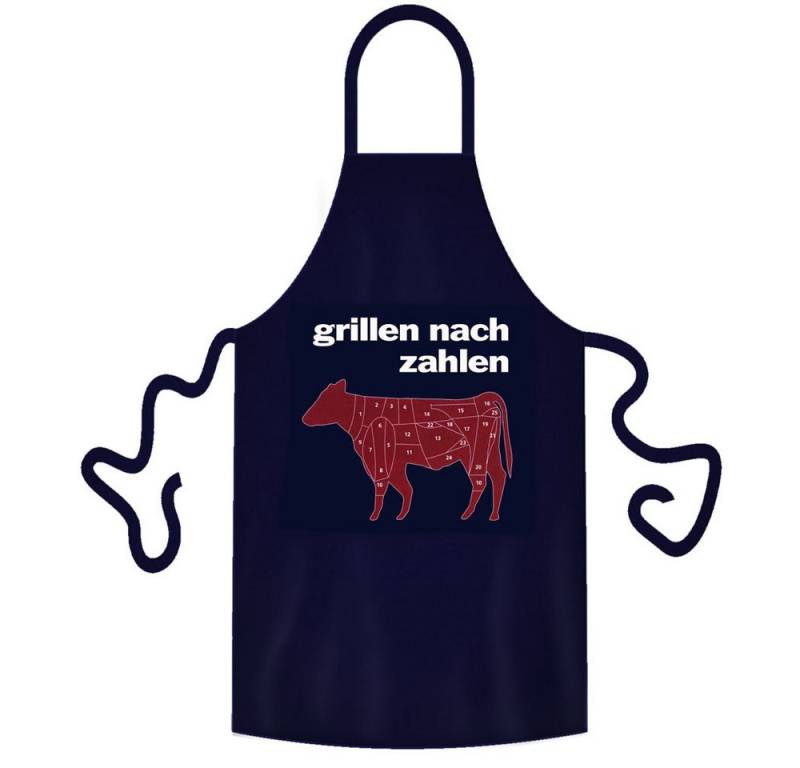 teprovo Grillschürze Kochschürze Schürze 116cm Dunkelblau Grillen nach Zahlen, (1-tlg., integrierte Taschen), mit Spruch von teprovo