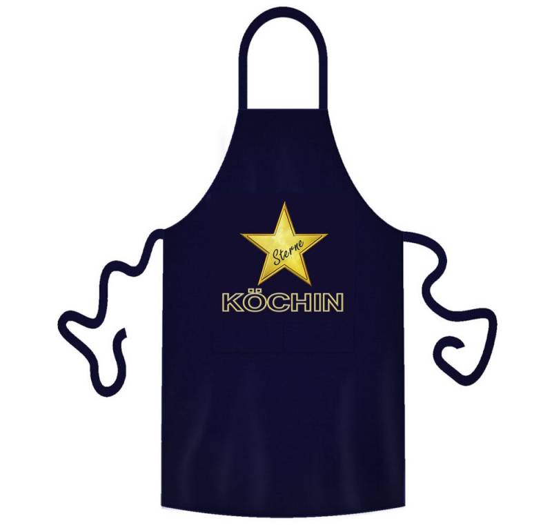 teprovo Grillschürze Kochschürze Schürze 116cm Dunkelblau Sterne Köchin, (1-tlg., integrierte Taschen), mit Motiv und Spruch von teprovo