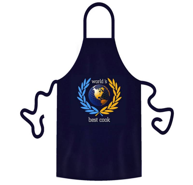 teprovo Grillschürze Kochschürze Schürze 116cm Dunkelblau world's best cook, (1-tlg., integrierte Taschen), mit Motiv und Spruch von teprovo