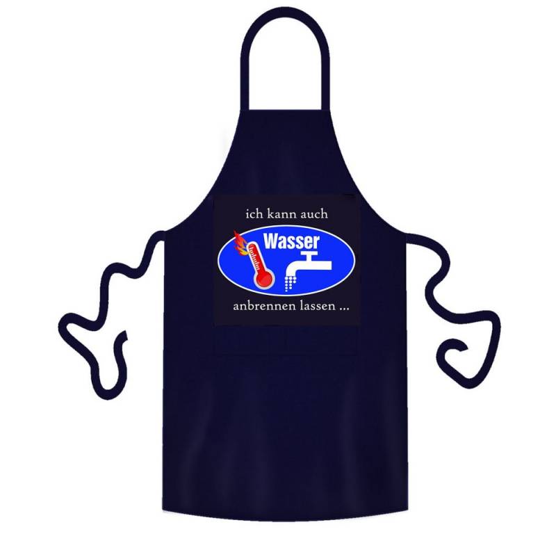 teprovo Grillschürze Kochschürze Schürze 116cm ich kann auch Wasser anbrennen lassen, (1-tlg., integrierte Taschen), mit Motiv und Spruch von teprovo