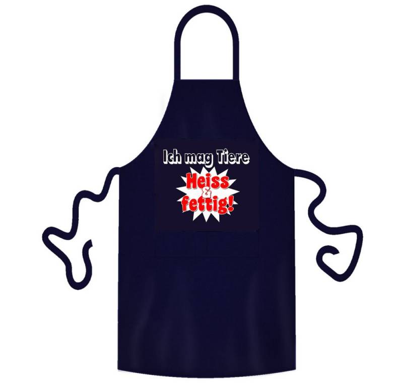 teprovo Grillschürze Kochschürze Schürze 116cm ich mag Tiere heiß und fettig, (1-tlg., integrierte Taschen), mit Motiv und Spruch von teprovo