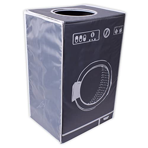 teprovo Wäschekorb faltbar bunter Wäschesammler mit Deckel Wäschesortierer Laundry Baskets Wäschebox Wäschetonne in Waschmaschinen Design 50L Grau von teprovo
