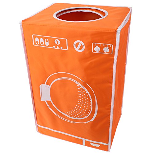 teprovo Wäschekorb faltbar bunter Wäschesammler mit Deckel Wäschesortierer Laundry Baskets Wäschebox Wäschetonne in Waschmaschinen Design 50L Orange von teprovo