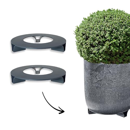 terraced® - 2er Set - Blumentopf Untersetzer - Farbe: Anthrazit - Rund - 27cm Durchmesser – Untersetzer Blumentopf – Recycling Material - Made in Germany von terraced
