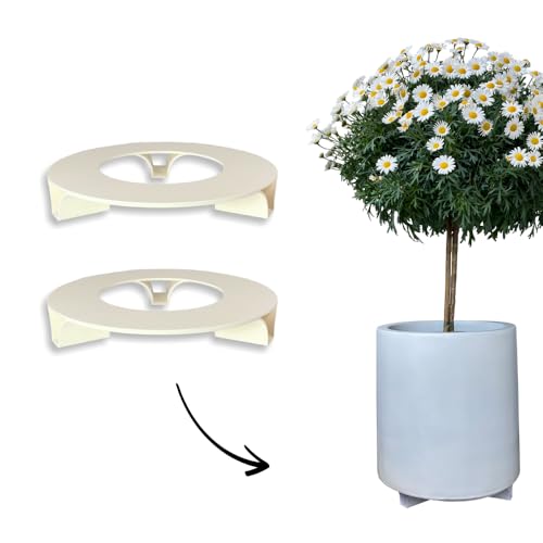 terraced® - 2er Set - Blumentopf Untersetzer - Farbe: Cremeweiß - Rund - 27cm Durchmesser – Untersetzer Blumentopf – Recycling Material - Made in Germany … von terraced
