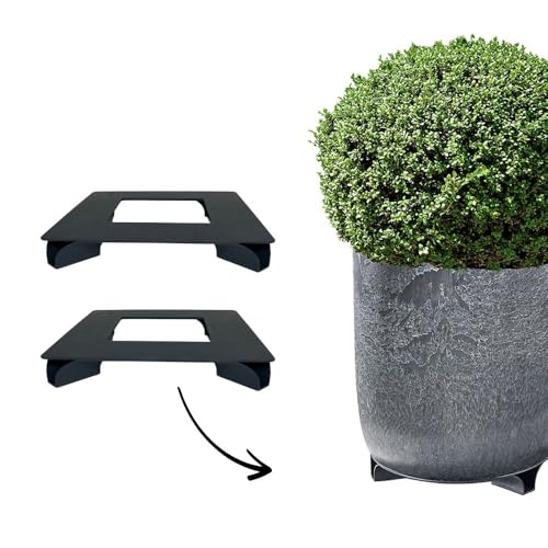 terraced® - 2er Set - Blumentopf Untersetzer - eckig - 27x27cm – Untersetzer Blumentopf – Recycling Material - Made in Germany (Anthrazit) von terraced