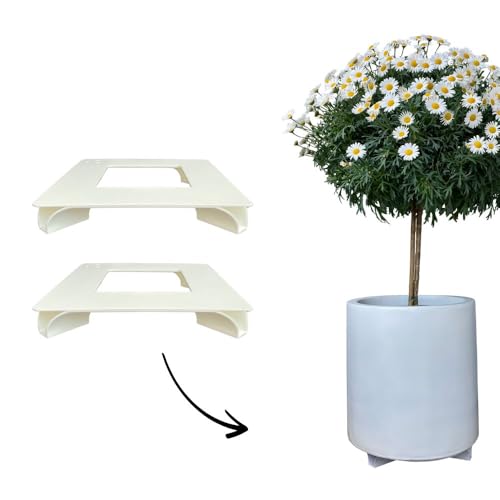 terraced® - 2er Set - Blumentopf Untersetzer - eckig - 27x27cm – Untersetzer Blumentopf – Recycling Material - Made in Germany (Cremeweiß) von terraced