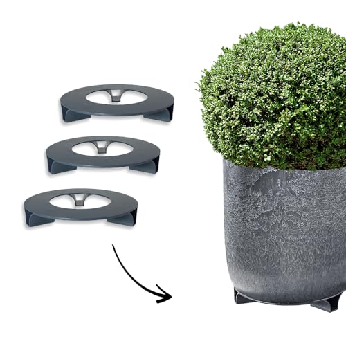 terraced® - 3er Set - Untersetzer Blumentopf – Recycling Material - Made in Germany (Anthrazit) von terraced