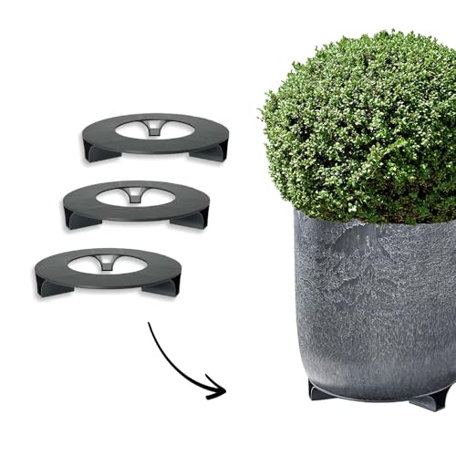 terraced® - 3er Set - Untersetzer Blumentopf – Recycling Material - Made in Germany - Parent (Schwarz) von terraced