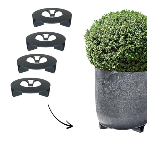 terraced® - 4er Set - Blumentopf Untersetzer - Farbe: Anthrazit - Rund - 16cm Durchmesser – Untersetzer Blumentopf – Recycling Material - Made in Germany von terraced